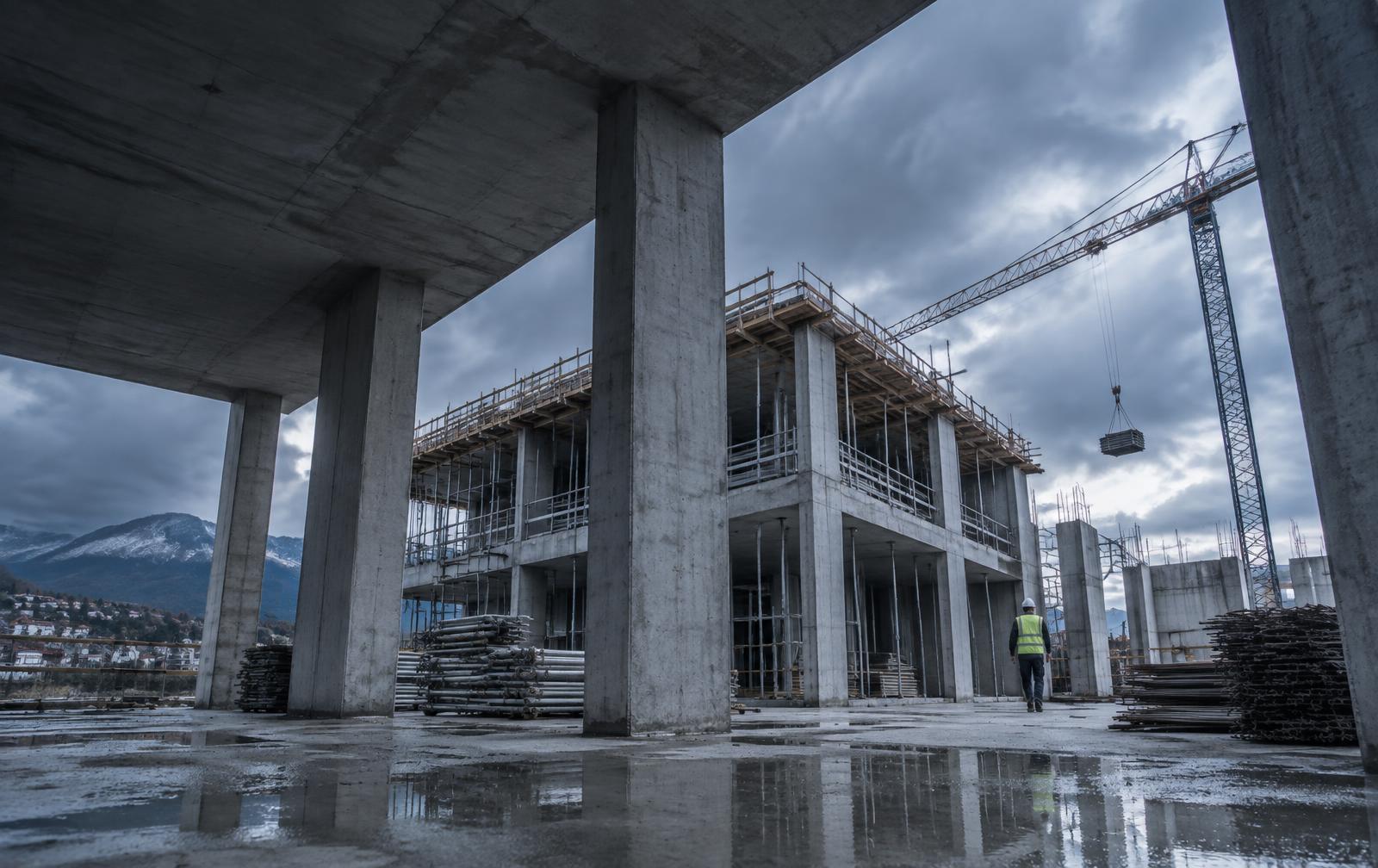 Cantiere di una struttura in cemento armato